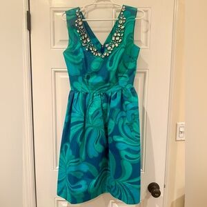RARE Lilly Pulitzer Turquoise/Teal Dress with Rhinestones